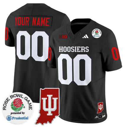 Indiana Hoosiers 2025 Rose Bowl & Indiana State Patch Vapor Limited Custom Jersey - All Stitched