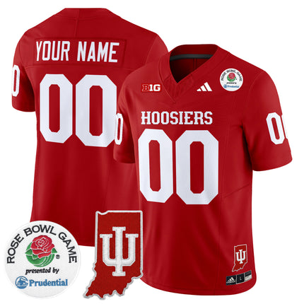 Indiana Hoosiers 2025 Rose Bowl & Indiana State Patch Vapor Limited Custom Jersey - All Stitched