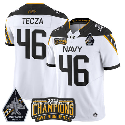 Men's Navy Midshipmen Jolly Rogers 2025 Commander-In-Chief's Trophy Champions Vapor Limited Jersey - All Stitched