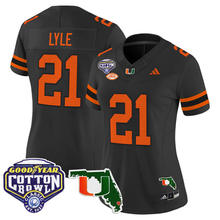 Women's Miami Hurricanes 2025 Cotton Bowl & Florida Patch Vapor Limited Jersey - All Stitched