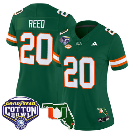 Women's Miami Hurricanes 2025 Cotton Bowl & Florida Patch Vapor Limited Jersey - All Stitched