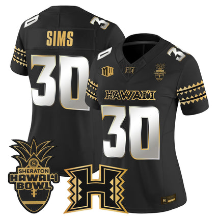 Women's Hawai'i Rainbow Warriors 2025 Hawai'i Bowl Gold Vapor Limited Jersey - All Stitched