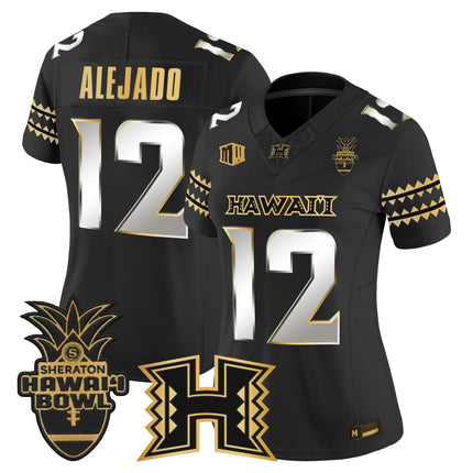 Women's Hawai'i Rainbow Warriors 2025 Hawai'i Bowl Gold Vapor Limited Jersey - All Stitched