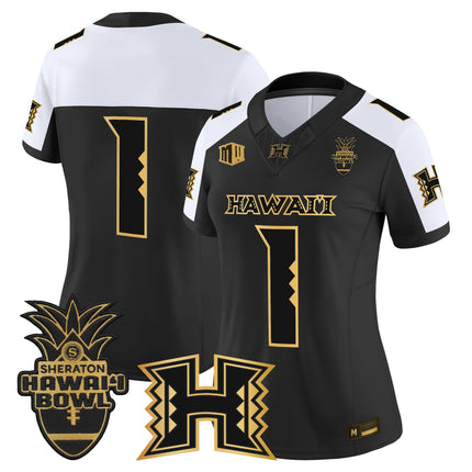 Women's Hawai'i Rainbow Warriors 2025 Hawai'i Bowl Gold Vapor Limited Jersey - All Stitched