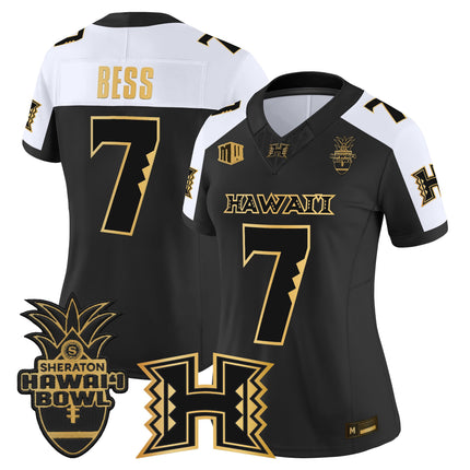Women's Hawai'i Rainbow Warriors 2025 Hawai'i Bowl Gold Vapor Limited Jersey - All Stitched