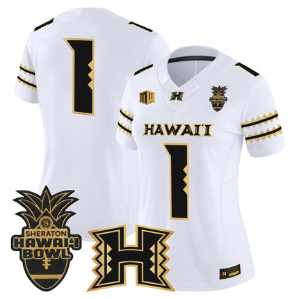 Women's Hawai'i Rainbow Warriors 2025 Hawai'i Bowl Gold Vapor Limited Jersey - All Stitched