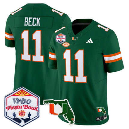 Men's Miami Hurricanes 2026 The Fiesta Bowl & Florida Patch Vapor Limited Jersey - All Stitched