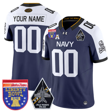Navy Midshipmen 'Jolly Rogers Edition' Vapor Limited Custom Jersey - 2026 Liberty Bowl Patch - All Stitched