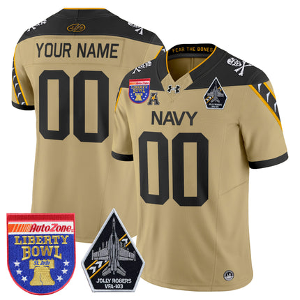 Navy Midshipmen 'Jolly Rogers Edition' Vapor Limited Custom Jersey - 2026 Liberty Bowl Patch - All Stitched