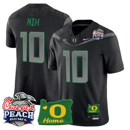 Men's Oregon Ducks 2026 Peach Bowl & Oregon State Patch Vapor Limited Jersey - All Stitched