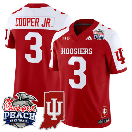Men's Indiana Hoosiers 2026 Peach Bowl & Indiana State Patch Vapor Limited Jersey - All Stitched