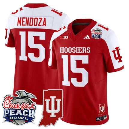 Men's Indiana Hoosiers 2026 Peach Bowl & Indiana State Patch Vapor Limited Jersey - All Stitched
