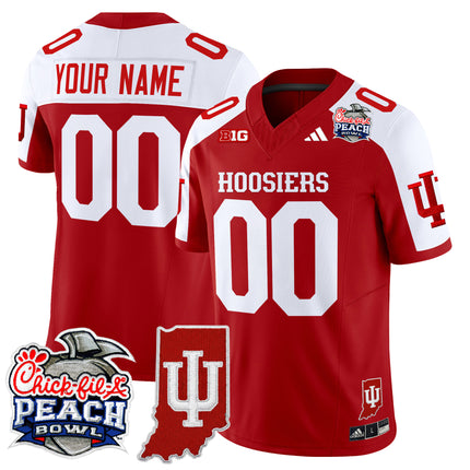 Indiana Hoosiers 2026 Peach Bowl & Indiana State Patch Vapor Limited Custom Jersey - All Stitched