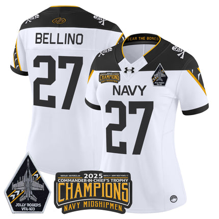 Women's Navy Midshipmen Jolly Rogers 2025 Commander-In-Chief's Trophy Champions Vapor Limited Jersey - All Stitched