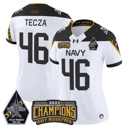 Women's Navy Midshipmen Jolly Rogers 2025 Commander-In-Chief's Trophy Champions Vapor Limited Jersey - All Stitched