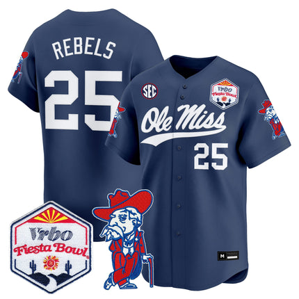 Men's Ole Miss Rebels 2026 The Fiesta Bowl Vapor Baseball Jersey - All Stitched