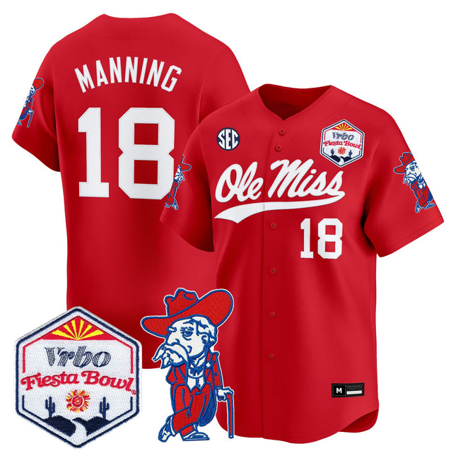 Men's Ole Miss Rebels 2026 The Fiesta Bowl Vapor Baseball Jersey - All Stitched