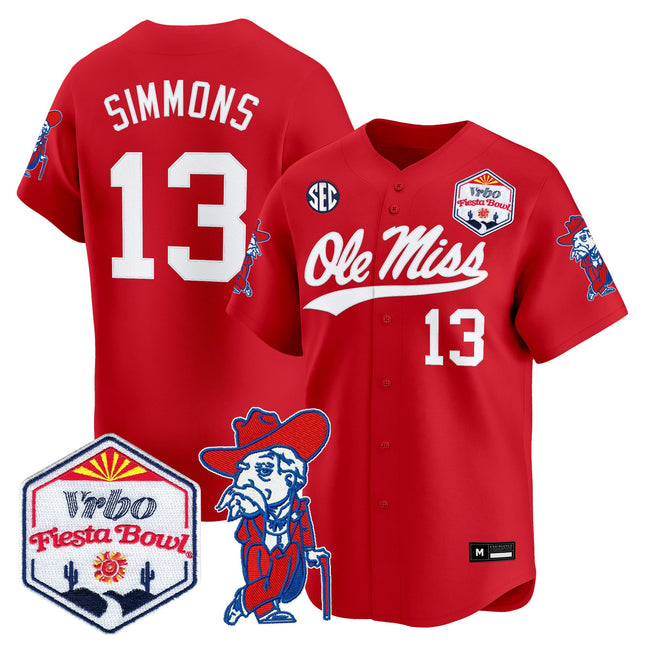 Men's Ole Miss Rebels 2026 The Fiesta Bowl Vapor Baseball Jersey - All Stitched