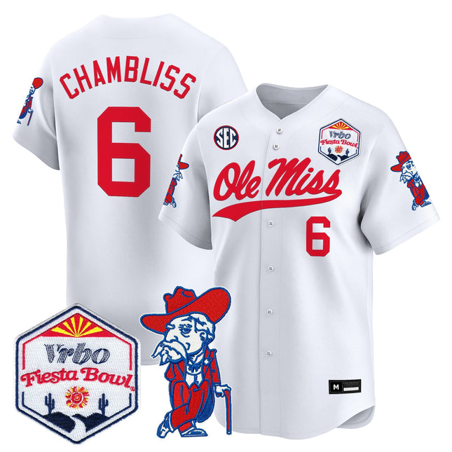 Men's Ole Miss Rebels 2026 The Fiesta Bowl Vapor Baseball Jersey - All Stitched