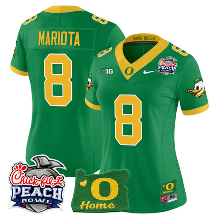 Women's Oregon Ducks 2026 Peach Bowl & Oregon State Patch Vapor Limited Jersey - All Stitched