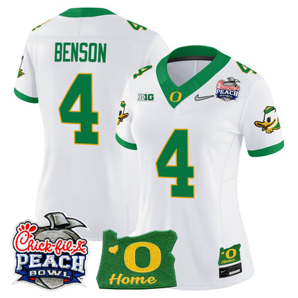 Women's Oregon Ducks 2026 Peach Bowl & Oregon State Patch Vapor Limited Jersey - All Stitched