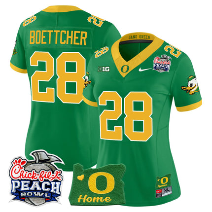 Women's Oregon Ducks 2026 Peach Bowl & Oregon State Patch Vapor Limited Jersey - All Stitched