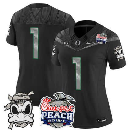 Women's Oregon Ducks "Mummy Duck" Vapor Limited Jersey - 2026 Peach Bowl Patch - All Stitched