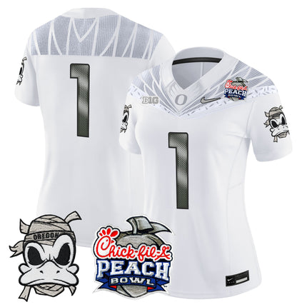 Women's Oregon Ducks "Mummy Duck" Vapor Limited Jersey - 2026 Peach Bowl Patch - All Stitched