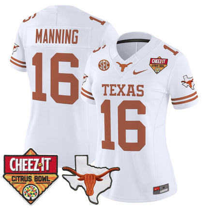 Women's Texas Longhorns 2025 Cheez-It Citrus Bowl Patch Vapor Limited Jersey - All Stitched