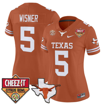 Women's Texas Longhorns 2025 Cheez-It Citrus Bowl Patch Vapor Limited Jersey - All Stitched