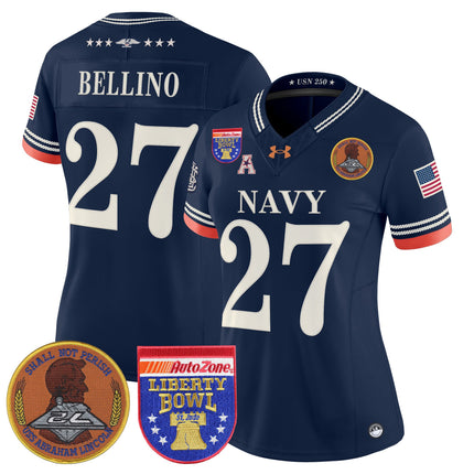 Women's Navy Midshipmen 250th Anniversary Vapor Limited Jersey - 2026 Liberty Bowl Patch - Stitched