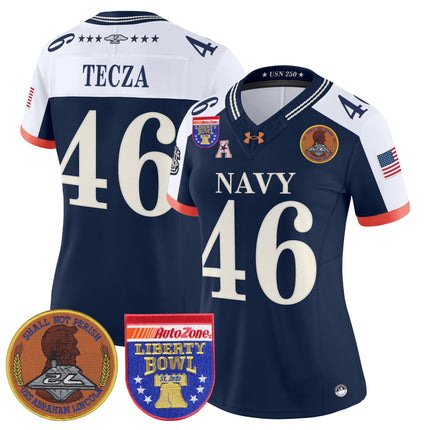 Women's Navy Midshipmen 250th Anniversary Vapor Limited Jersey - 2026 Liberty Bowl Patch - Stitched