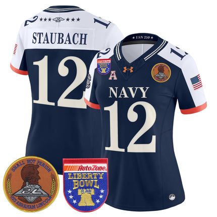Women's Navy Midshipmen 250th Anniversary Vapor Limited Jersey - 2026 Liberty Bowl Patch - Stitched