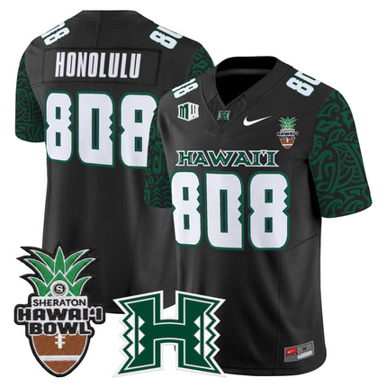 Men's Hawai'i Rainbow Warriors 2025 Hawai'i Pattern Vapor Limited Jersey - Hawai'i Bowl Patch - All Stitched