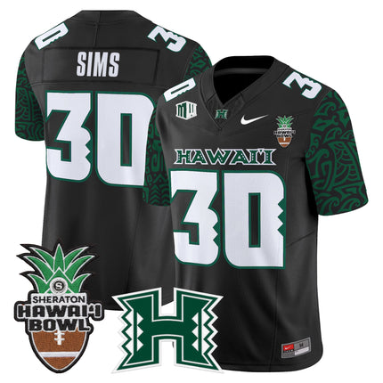 Men's Hawai'i Rainbow Warriors 2025 Hawai'i Pattern Vapor Limited Jersey - Hawai'i Bowl Patch - All Stitched