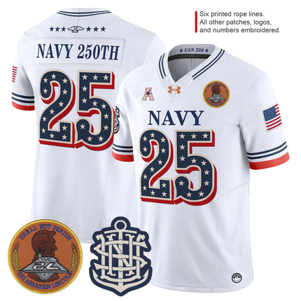 Men's Navy Midshipmen 1776-2026 America Vapor Limited Jersey - Stitched