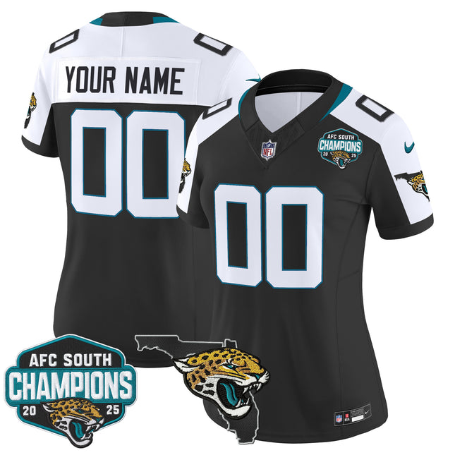 Jacksonville Jaguars 2025 AFC South Division Champions & Florida Patch Vapor Custom Jersey - All Stitched