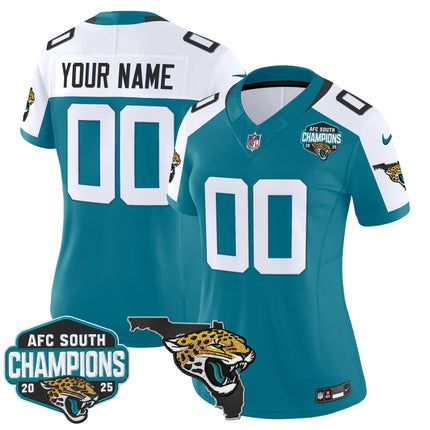 Jacksonville Jaguars 2025 AFC South Division Champions & Florida Patch Vapor Custom Jersey - All Stitched