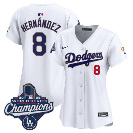 Women's Los Angeles Dodgers 9-Time Champions Gold Trim Vapor Premier Limited Jersey - All Stitched