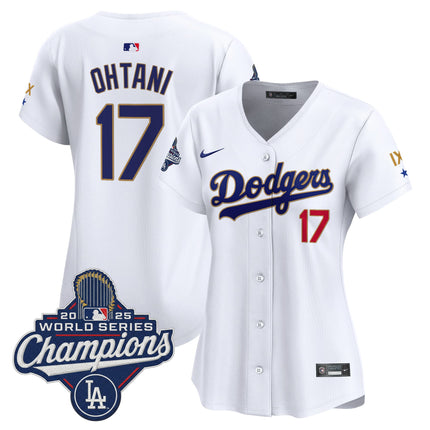 Women's Los Angeles Dodgers 9-Time Champions Gold Trim Vapor Premier Limited Jersey - All Stitched