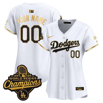 Los Angeles Dodgers 9-Time Champions Gold Trim Vapor Premier Limited Custom Jersey - All Stitched