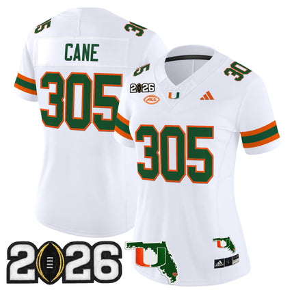 Women's Miami Hurricanes 2026 CFP Final & Florida Patch Vapor Limited Jersey - All Stitched