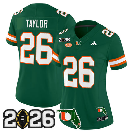 Women's Miami Hurricanes 2026 CFP Final & Florida Patch Vapor Limited Jersey - All Stitched