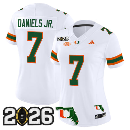 Women's Miami Hurricanes 2026 CFP Final & Florida Patch Vapor Limited Jersey - All Stitched