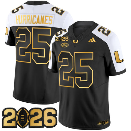 Men's Miami Hurricanes 2026 CFP Final Patch Gold Vapor Limited Jersey - All Stitched