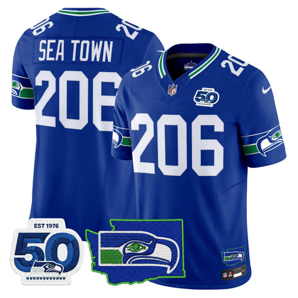 Men's Seattle Seahawks 50th Anniversary Patch Vapor Limited Jersey - All Stitched