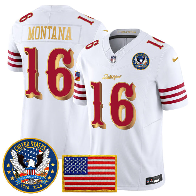 Men's San Francisco 49ers "United States 250th Anniversary Patch" Vapor Limited Jersey - All Stitched