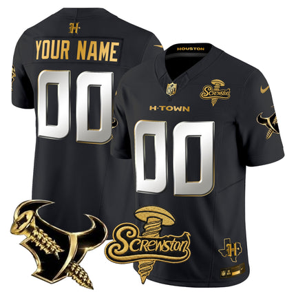 Houston Texans DJ Screw Gold Vapor Limited Custom Jersey - All Stitched