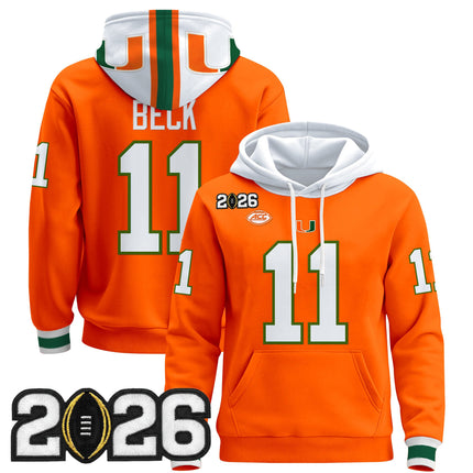 Men's Miami Hurricanes 2026 CFP Final Patch Premium Pullover Hoodie - All Stitched