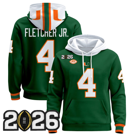 Men's Miami Hurricanes 2026 CFP Final Patch Premium Pullover Hoodie - All Stitched